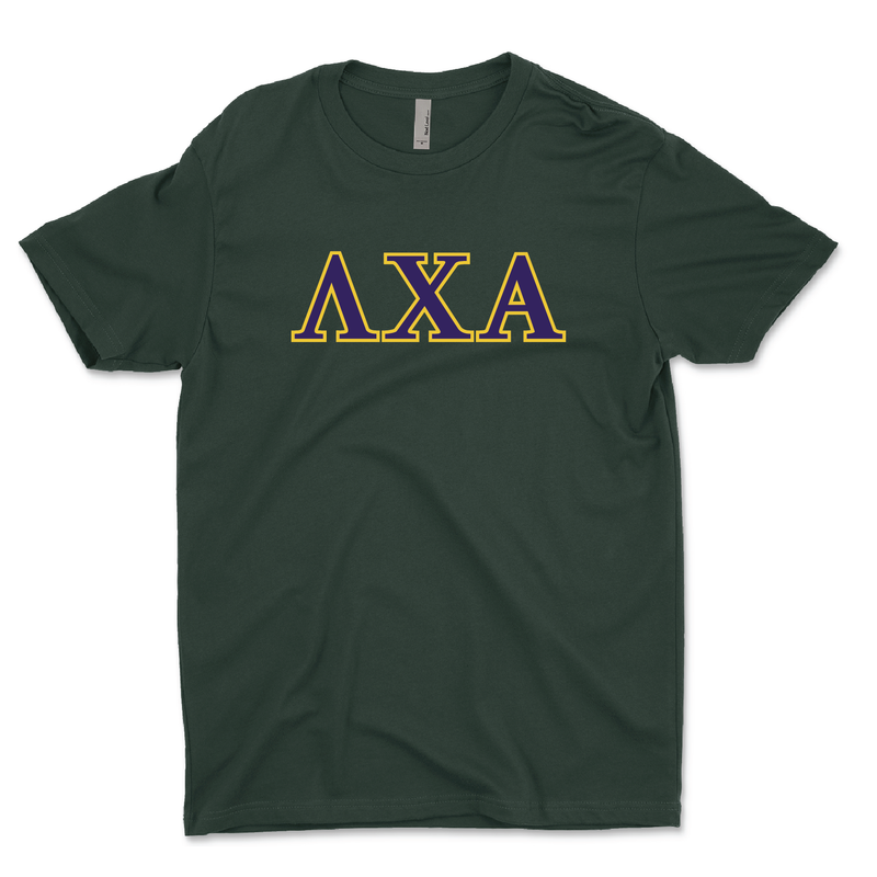 Lambda Chi Alpha - Greek Letters Performance Tee in Forest Green