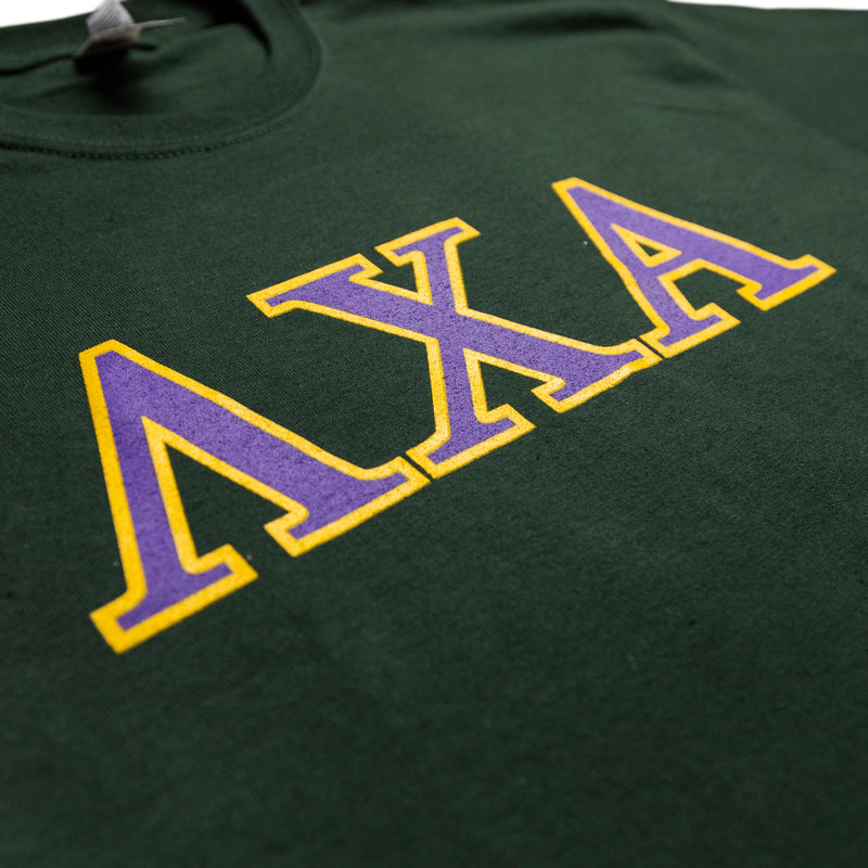 Lambda Chi Alpha - Greek Letters Performance Tee in Forest Green