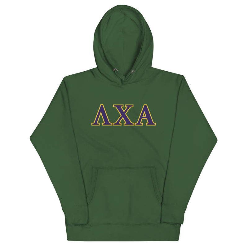 Lambda Chi Alpha - Greek Letters Hooded Sweatshirt in Forest Green